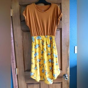 Upcycled floral t-shirt dress